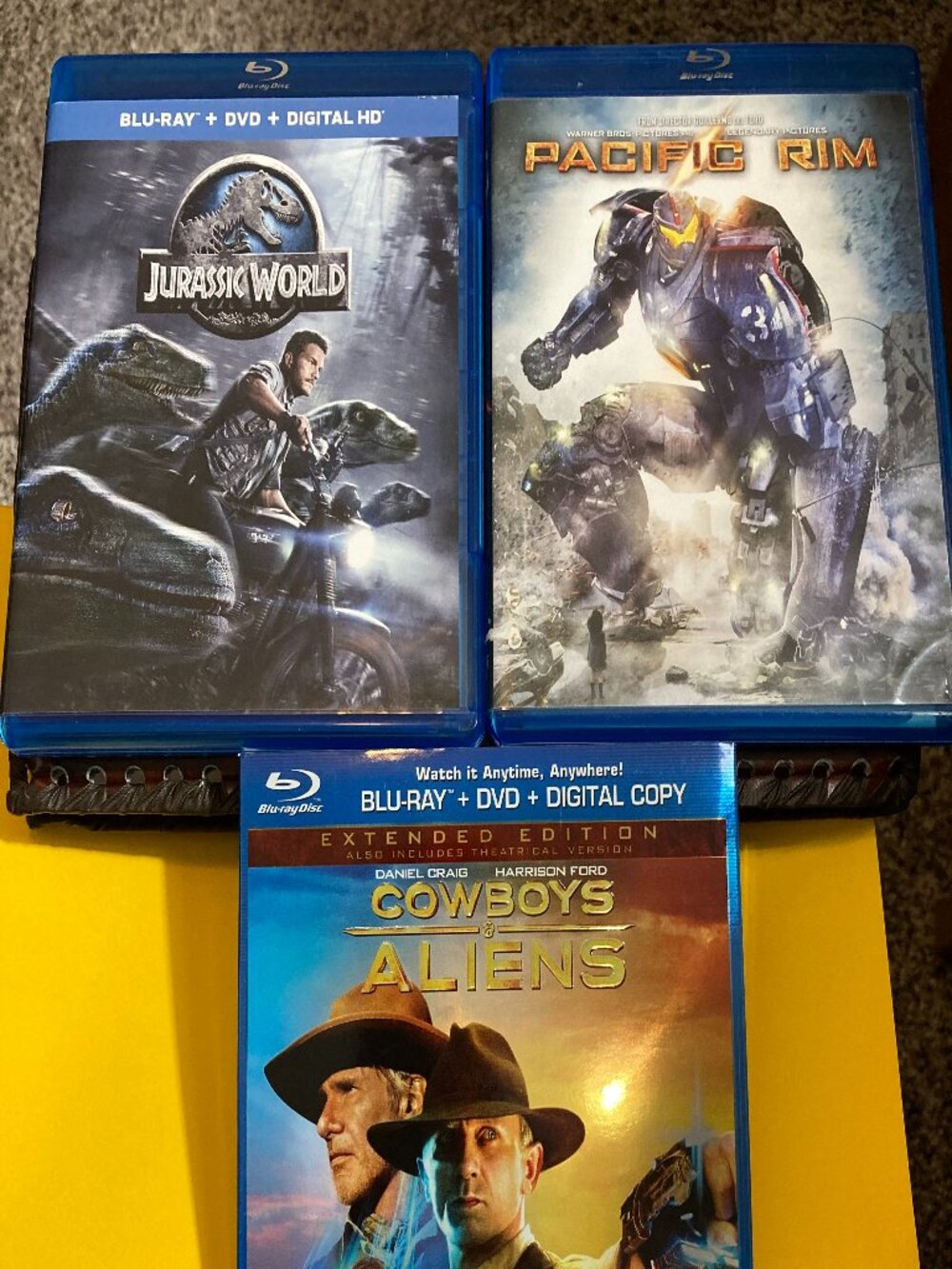 Cowboy & Aliens, Jurassic World, Pacific Rim Blu-Ray +DVD